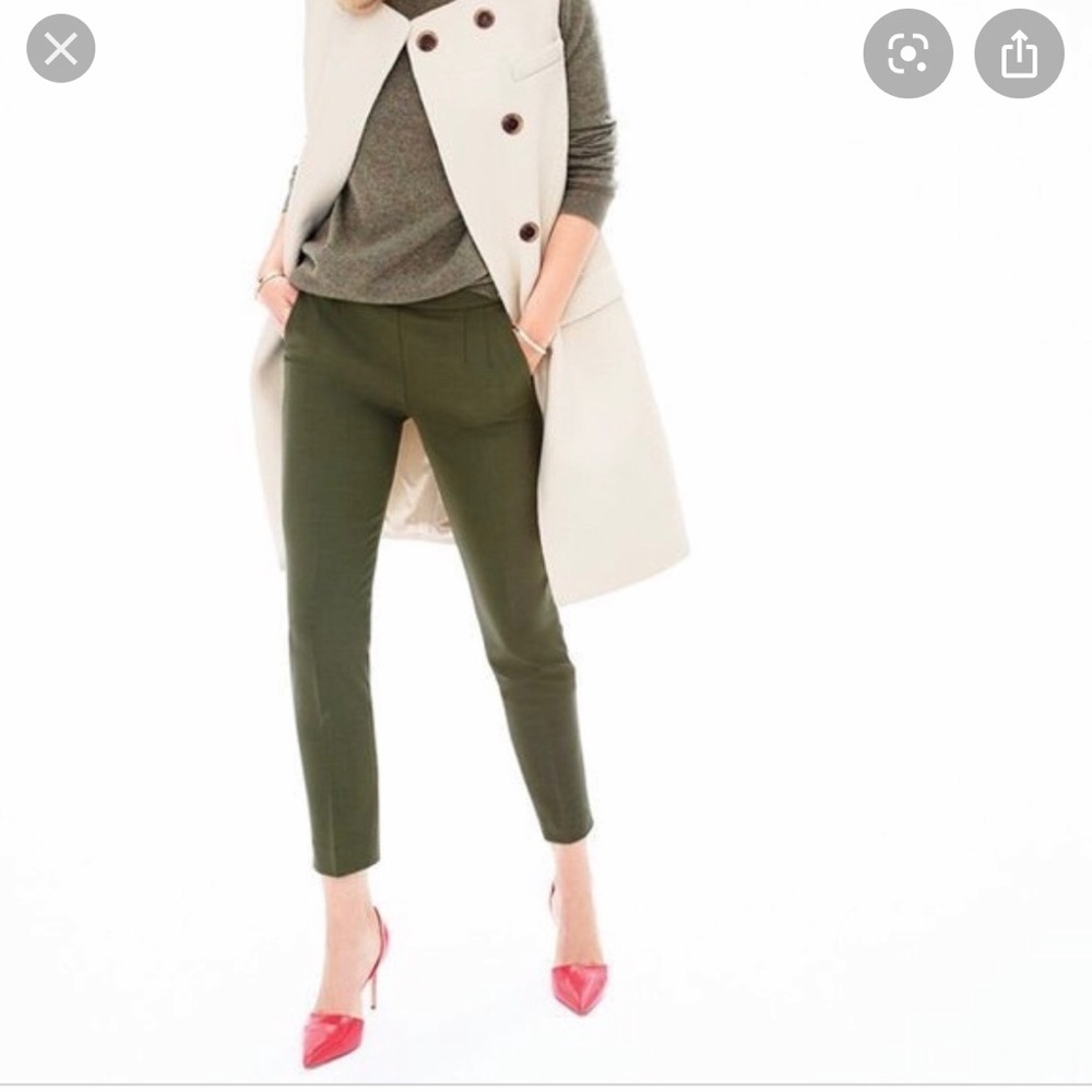 J. Crew Martie slim crop pant in olive size 2